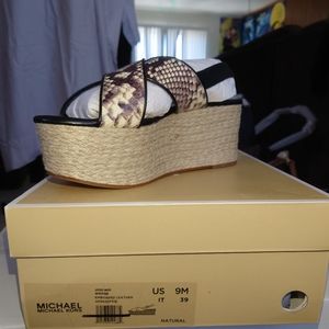 MK Jodi Mid Wedge Embossed Leather